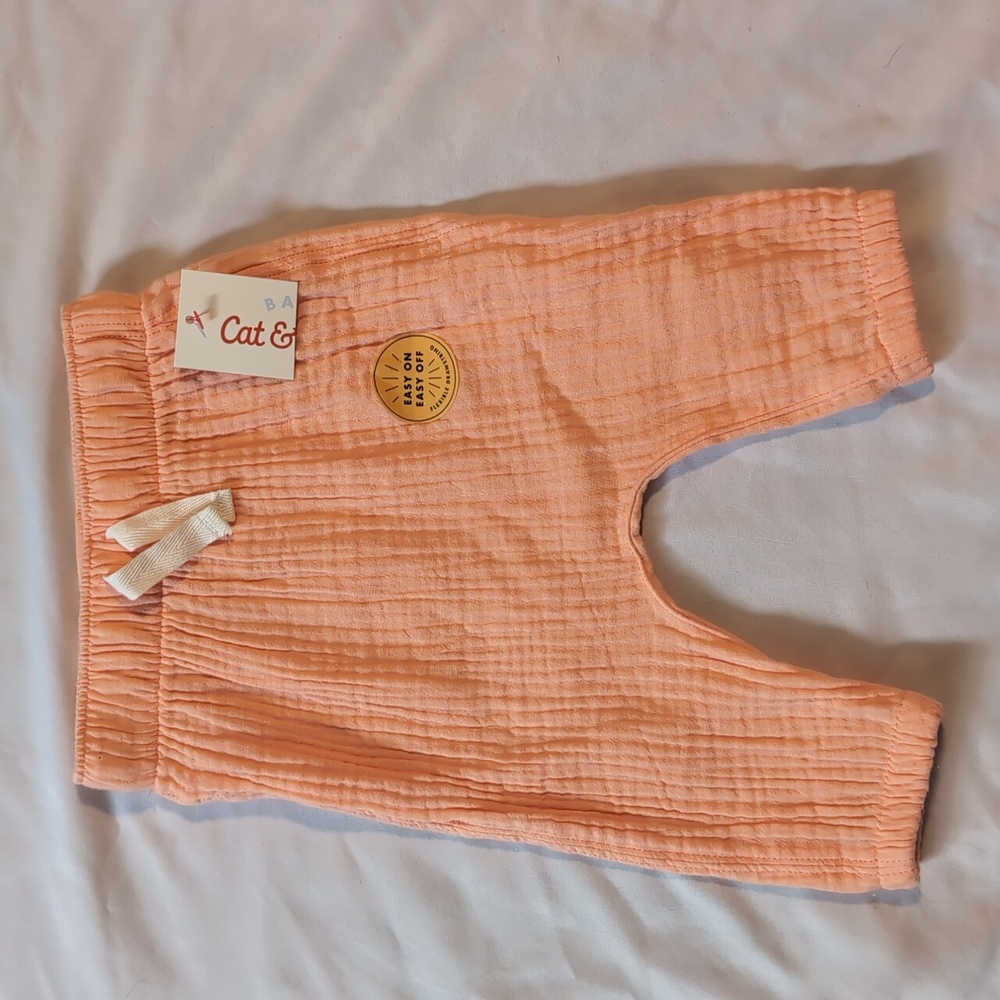 Cat & Jack breezy easy-on pant in peach pink, 3-6 months